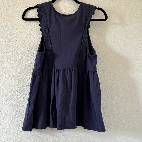 JAMES COVIELLO Eyelet Scallop Vneck Baby Doll Tank Top Women Sz Small - Picture 5 of 7